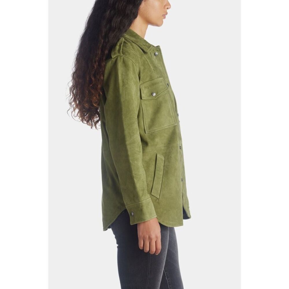 LITA by‎ Ciara/Revolve NWT Suede Lover Shirt Jacket in Olive Green XXS MSRP $498